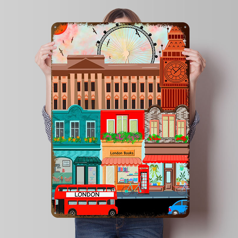 Retro Gaming London - Póster de Metal de Viaje a