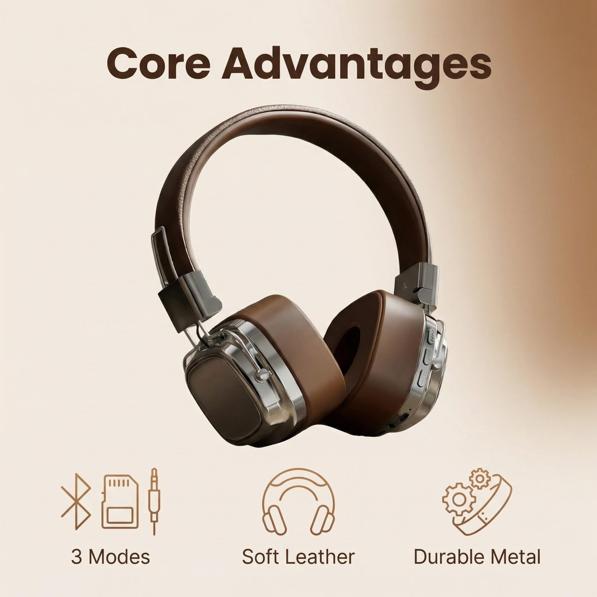 Retro Gaming On Phone - Auriculares Retro de Cuero con Cable,