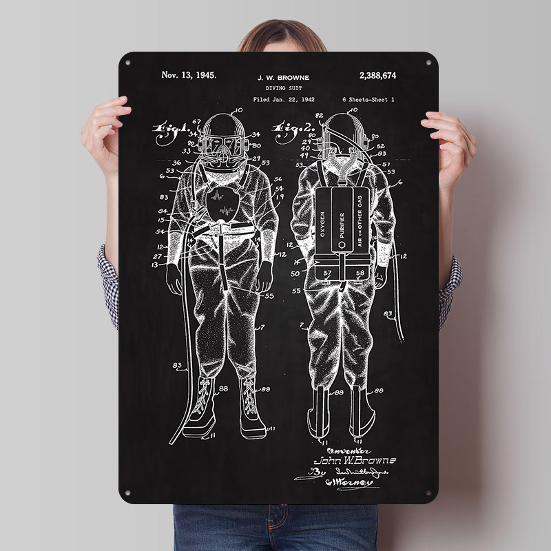 Retro Gaming At Home - Póster Metálico con Patente de Traje
