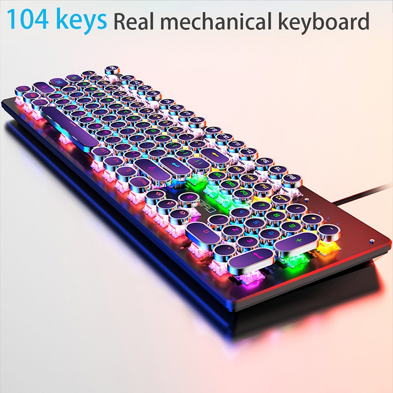 Retro Gaming Realm - Teclado mecánico Retro Punk, interruptor azul,