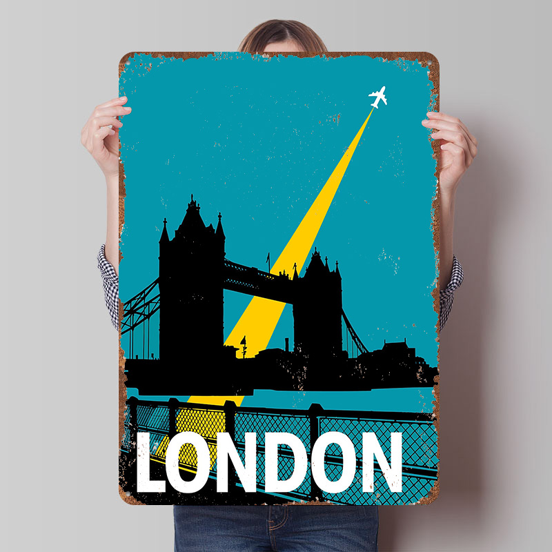 Retro Gaming London - Póster Metálico de Viaje a Londres