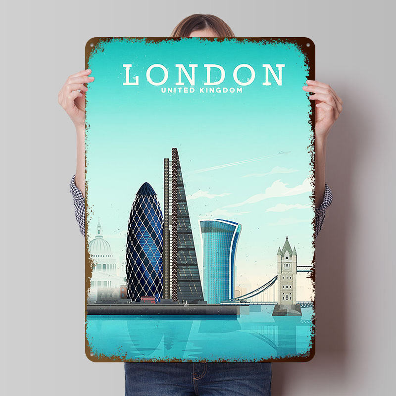 Retro Gaming London - Póster Metálico de Viaje a Londres,