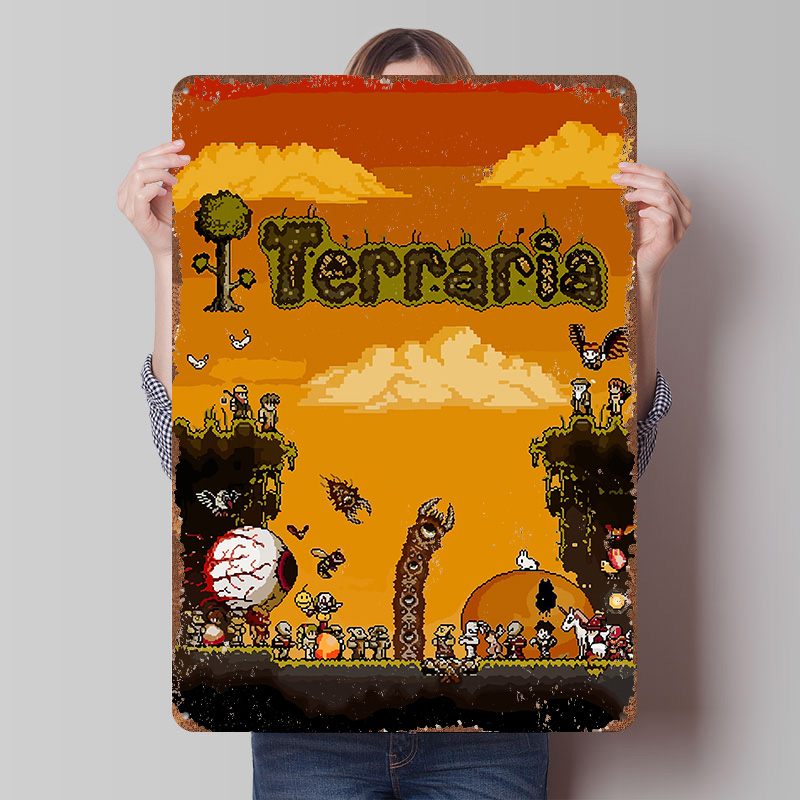 Retro Gaming At Home - Póster Impreso del Juego Terraria Pixel