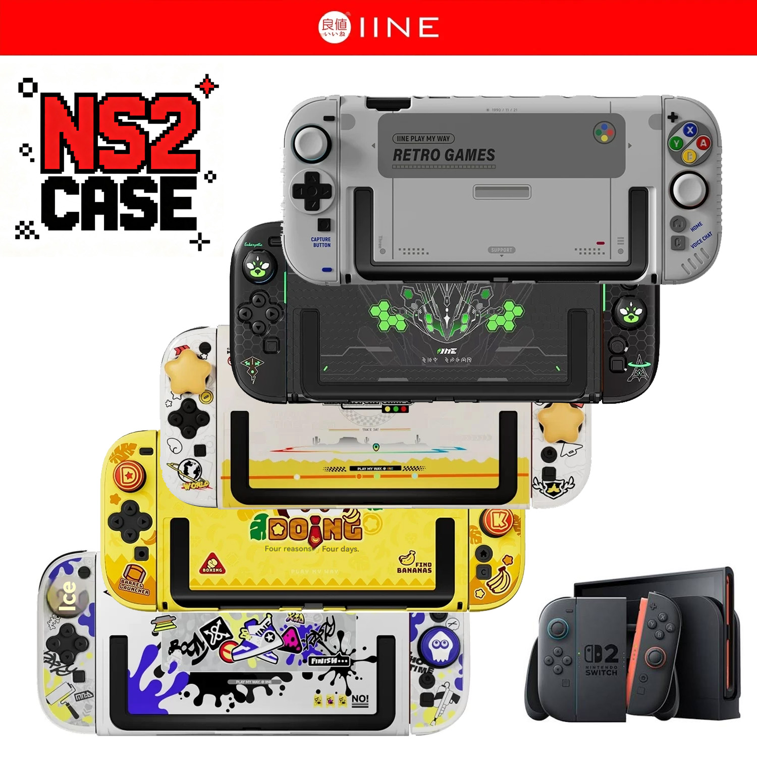 Retro Gaming Case - Funda protectora retro IINE para Switch