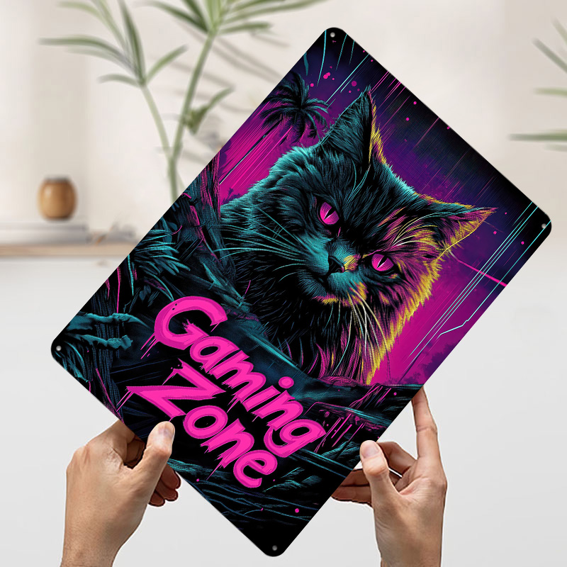Póster Metálico de Gato Gamer, - Retro Gaming At Home reseña y precio